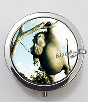 BlackKey Hippo Hippopotamus 3-Compartment Decorative Pocket Gift Box Case Organizer for Pill, Color 1 -2254