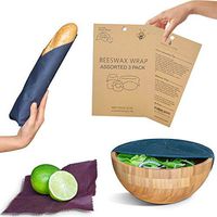 Reusable Beeswax Food Wrap Dark 3-PACK - Eco-Friendly Organic Sustainable Wraps for Fresh Food Storage - 1 Small, 1 Medium, 1 Large