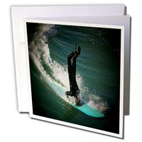 3dRose Huntington Beach Headstand Surfing - Greeting Cards, 6 x 6 inches, set of 12 (gc_26244_2)