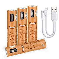 Mayuy UL Approved Rechargeable AAA Batteries 450mAh Battery with USB Ports High Capacity 1.2V NiMH Low Self Discharge Rechargeable Battery AAA Charging by USB Cable(4 Pack+ USB Cable)