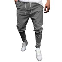 Men's Gym Fitness Workout Pants Bodybuilding Tapered Athletic Joggers Running Pants with Cargo Pockets Gray