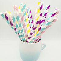 100 Count Paper Straws 7 3/4'' Assorted Rainbow Colors for wedding or birthday party
