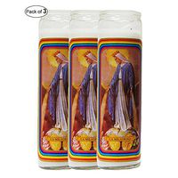 Glass Candle White- Virgin Mary (Pack of 3)
