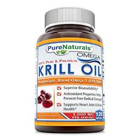 Pure Naturals 100% Pure & Premium Omega Krill 1000 Mg Per Serving 120 Soft gels - Superior Bio-availability* Antioxidant Properties Helps Prevent Free Radical Damage