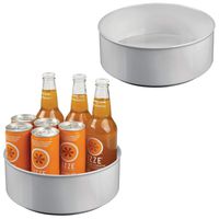 mDesign Plastic Lazy Susan Spinning Food Storage Turntable for Cabinet, Pantry, Refrigerator, Countertop - Spinning Organizer for Spices, Condiments, Baking Supplies - 9" Round, 2 Pack - Gray