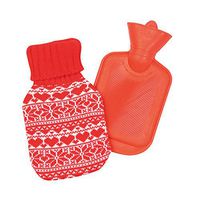 Hot Water Bottle With Christmas Cover - Red/White