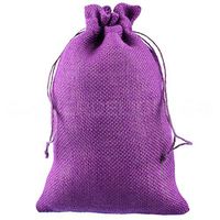 25 Pack - CleverDelights 8" x 12" Purple Burlap Bags with Natural Jute Drawstring - Christmas Present Holiday Décor Rustic Party Favor Pouch Bags