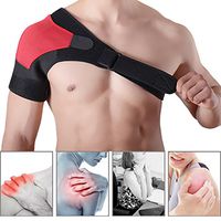 Shoulder Support Stability Brace- Light and Breathable Shoulder Strap for Shoulder Pain, Injury Recovery- Shoulder Compression Sleeve (Red, Left)