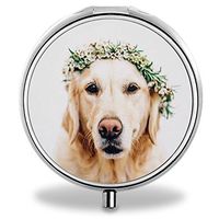 Dog Pill Case, Round Stainless Drug Organizer Container Medicine Cover for Pocket Daily&Weekly