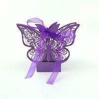 50 PCS Butterfly Hollow Design Square Wedding Favor Candy Boxes Sweet Cake Gift Candy Boxes Bags Anniversary Wedding Party