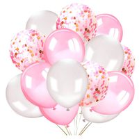 Konsait 50 Pieces 12 Inches Latex Balloons Confetti Balloons Pink and White Balloons Helium Balloons Party Supplies for Wedding Birthday Girl Baby Shower Party Decoration