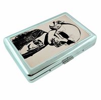 Skeleton Rocking Headphones Metal Silver Cigarette Case Holder Box
