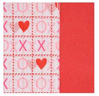 Pack of Valentine's Day Premium Quality Gift Wrapping Tissue Paper - Red Hearts XOXO Kisses & Hugs (20 x 20 in) Print and Solid Designs