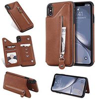 Samsung Galaxy Note 8 Anti Fall Button Pure Brown Flip Case Leather Cover Premium Business Card Holders Kickstand Wallet case