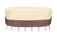 Pyle Patio Table Chair Cover - Armor Shield Lawn Veranda Porch Deck Ottoman Wicker Furniture Cover with Air Vent - Fits Rectangle/Oval Table w/ 6 Seat 128" Lx82 Wx23 H - PVCTBLCH44 (Large)