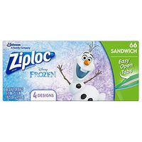 Ziploc Sandwich Bags, Easy Open Tabs, 66 Count- Featuring Disney Frozen Designs