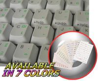 THAI KEYBOARD STICKERS WITH GREEN LETTERING TRANSPARENT BACKGROUND