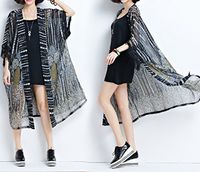 MOM 2018 new summer sun retro women's fat mm200 pound short-sleeved long cape,black,L