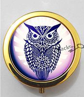 BlackKey Tribal Aztec Owl Tribal Animal Face 3-Compartment Decorative Pocket Gift Box Case Organizer for Pill, Color 2 -985