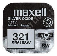 1 x MAXELL SR616SW SW321 SW 321 1.55v Silver Oxide Button Cell Watch Battery - Official Genuine Maxell