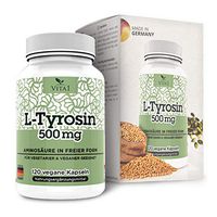VITA1 L-Tyrosine 500mg • 120 Capsules (2-Months-Supply) • Gluten-Free, Vegan, Kosher & Halal • Made in Germany