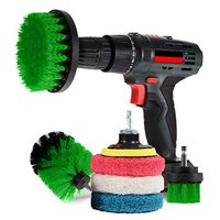 EZ Scrub Drill Brush And Pad Bundle Set - High Performance Accessory Drill Attachments For Deep Cleaning - Multi Use - Bathroom, Grout, BBQ, Tile, Brick, Tires, Kitchen, Carpet, Boats, RV's (Green)