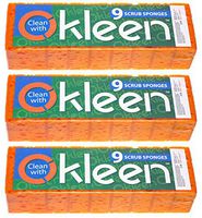 Okleen Orange Multi Use Scrub Sponge. Made in Europe. 27 Pack, 4.3x2.8x1.4 inches. Odorless Heavy Duty and Non Scratch Fiber. Durable & Delicate Scrubber for Dirty Surfaces Inside & Outside The House