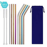 Metal Drinking Straws - Reusable Stainless Steel Straws with Carry Pouch and Clean Brushes for 20 30 OZ Yeti Tumbler, RTIC, Tervis, Ozark Trail, Starbucks, Mason Jar（4 Various Colors）