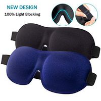 Sleep Mask for Women Men, 100% Blackout Light Blindfold 2 Pack, Fully Adjustable Buckle Strap 3D Contoured Eyeshade Soft Eye Sleeping Masks for Travel, Spa, Naps, Airplane, Meditation (Black & Blue)