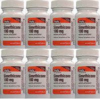 Simethicone 180mg Softgels Anti-Gas Generic for Phazyme Ultra Strength 60 Gelcaps per Bottle Pack of 8 Total 240 Gelcaps
