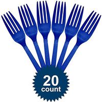 Premium Marine Blue Plastic Forks 20 Ct