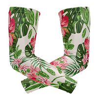 LEVEIS Tropical Hawaiian Plumeria and Hibiscus Flowers Sports Compression Arm Sleeves for Baseball, Basketball, Football, Cycling, Golf 1 Pair 2 Sleeves