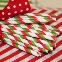 Paper Straws Red & Green Stripe