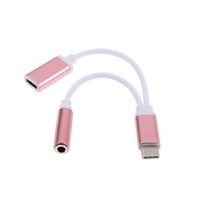 Lefthigh USB Type-C to 3.5mm Jack AUX Headphone Audio Splitter Converter Adapter Cable (Rose Gold)