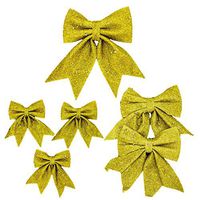 Regent Christmas Glitter Bows (6 Pack) Gold, Assorted Sizes