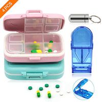 Sayopin Weekly Travel Pill Organizer for Purse and Pockets, 7 Days Moisture-Proof Pill Box Case 3PCS Medicine Organizer Pill Holder with Pill Cutter Splitter for Pills Vitamin Fish Oil Supplements