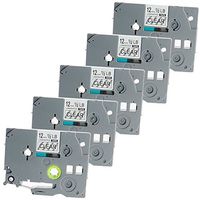 5Pack Clear Label Tape TZe 131,Laminated P Touch TZe TZ Clear Label Tapes Compatible for Brother Label Maker PTD210 PTH100 PTD400AD PTP700 PTD600 PT1230PC,0.47Inch x26.2Feet(12mmx8m) Black on Clear