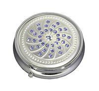 Blue Gemstones Fashion Bling Three Section Pocket Purse Travel Pill Box Case