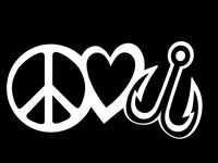 Peace Love Fishing Vinyl Decal Sticker | Cars Trucks Vans Walls Laptops Cups | White | 7.5 X 3.7 Inch | KCD1613