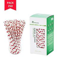 Easy Road 250-Pack Biodegradable Paper Straws Bulk - Watermelon Print for Party Supplies, Birthday, Wedding, Bridal/Baby Shower Decorations and Holiday Celebrations