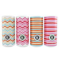 Traveling Tissues Round Cylinder Box Facial Tissues Tubes - 4 Pack, 50 Count Disposable 2 Ply Tissues - Perfect Fit for Car Cup Holder, Travel Bag (Stripes Variety)