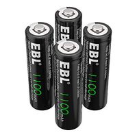 EBL AA NiCd Rechargeable Battery 1.2V 1100mAh Battery Pack for Solar Garden Lights, 4 Pack