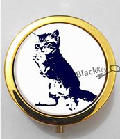 BlackKey Animal Cat Silhouette 3-Compartment Decorative Pocket Gift Box Case Organizer for Pill, Color 2 -444