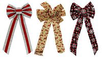 Set of 3 Holiday Decorative Bows! - Perfect for Seasonal Decor, Parties, Accessories, and More! - Measures 10"x22"(3 Bows)