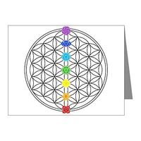 Note Card Flower of Life Peace Symbol with Chakras