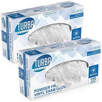 Disposable Vinyl Gloves, 200 Size Medium Non Sterile, Powder Free, Latex Free - Medical Examination Gloves, Cleaning Supplies, Kitchen and Food Safe - Ambidextrous - by Turba Medical