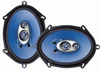 5" x 7" Car Sound Speaker (Pair) - Upgraded Blue Poly Injection Cone 3-Way 300 Watts w/ Non-fatiguing Butyl Rubber Surround 80 - 20Khz Frequency Response 4 Ohm & 1" ASV Voice Coil - Pyle PL573BL