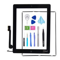 T Phael Black Screen Replacement for iPad 4 A1458 A1459 A1460,iPad4 Touch Screen Digitizer Front Glass Assembly -Includes Home Button +Camera Holder+ PreInstalled Adhesive +Tools Kit