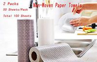 APUWiiO Paper Towels Disposable Cleaning Paper Rags 2 Packs-100 Sheets Non-Woven Cloth Wipes for Wet and Dry Kitchen Dish Cloths (White, 2 packs/100 Sheets)