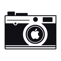 Old Timey Retro Film Camera, Apple in Lens Photography Art - Black Vinyl Decal for 13" MacBook